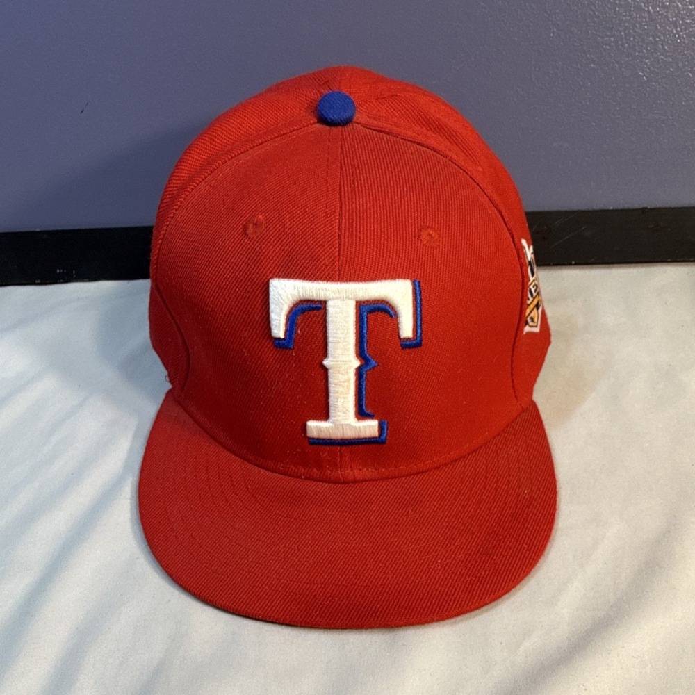 New Era 59FIFTY Texas Rangers World Series MLB Fitted Cap Hat Red 7 5/8